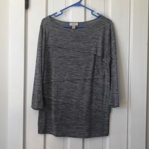Heather grey lightweight sweater, 3/4 sleeves